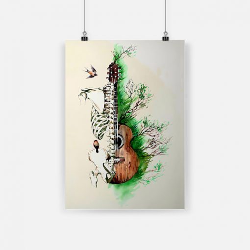 Guitar human anatomy watercolor skeletal system vertical poster 1