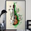 Guitar human anatomy watercolor skeletal system vertical poster