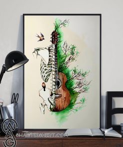 Guitar human anatomy watercolor skeletal system vertical poster
