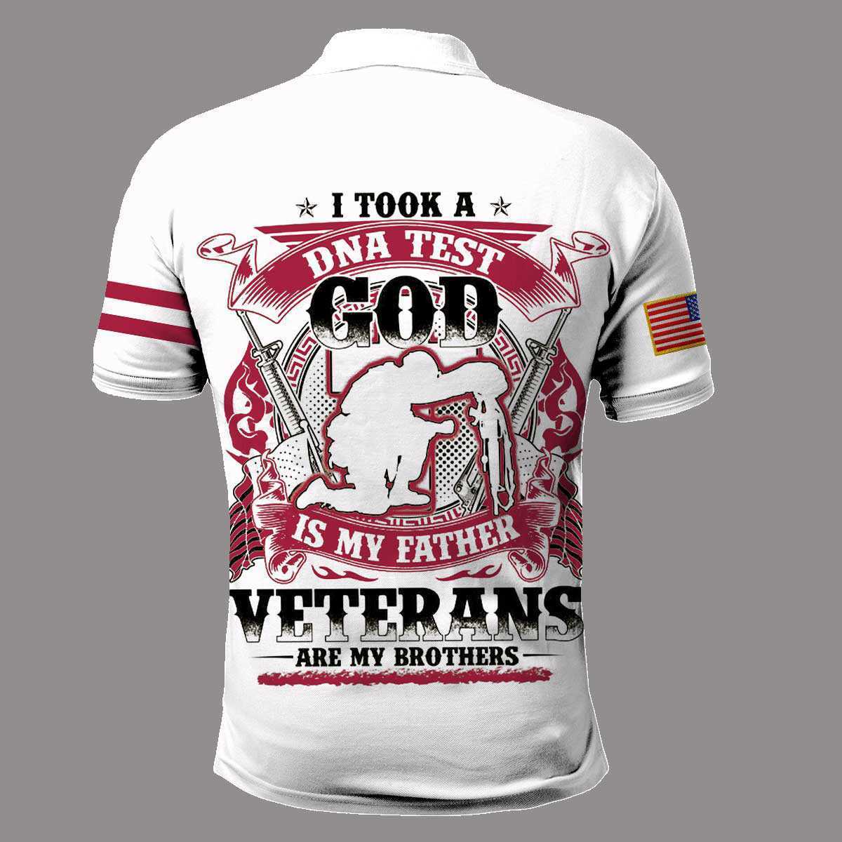 I took a dna test god is my father veterans are my brothers all over print polo shirt - back