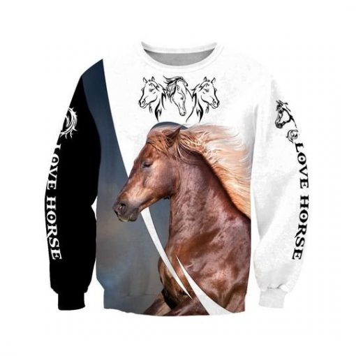 Love white horse all over printed sweatshirt