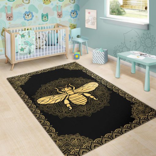 Mandala bee full printing rug 5