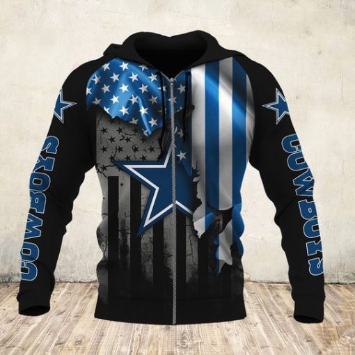 NFL dallas cowboys american flag all over print zip hoodie