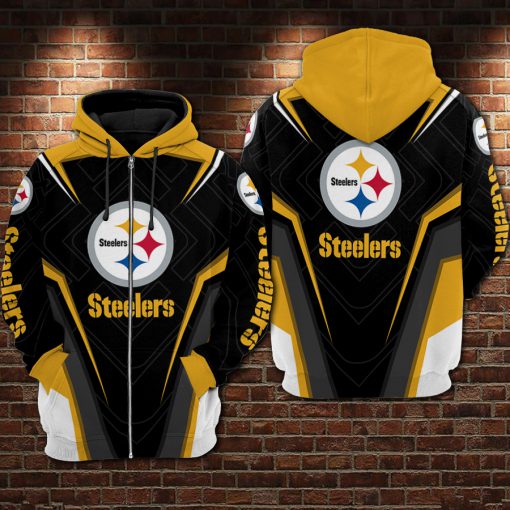 NFL pittsburgh steelers all over printed zip hoodie 1