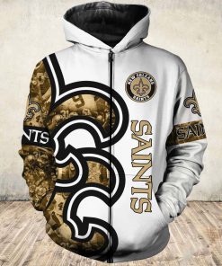 New orleans saints all over printed zip hoodie