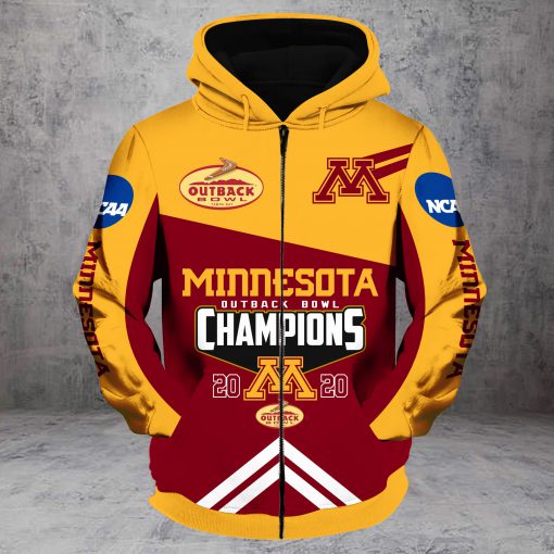 Outback bowl minnesota golden gophers champions all over print zip hoodie