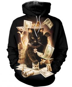 Rich cat all over print zip hoodie