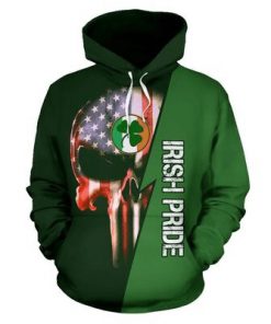 St patrick's day irish pride skull full printing hoodie 1