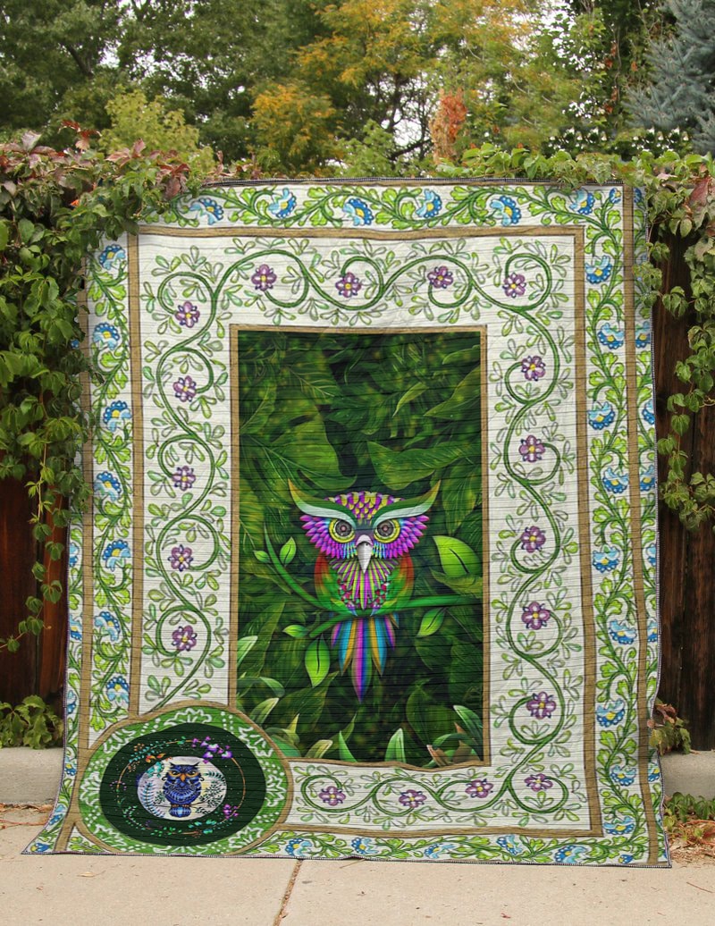 St patrick's day owl all over printed quilt 2