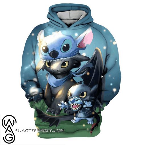 Stitch and toothless full printing shirt
