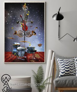 Stunning musical christmas fantasy musical instrument christmas poster