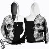 Sugar skull all over printed hoodie