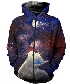 The butterfly soul of cat all over print zip hoodie
