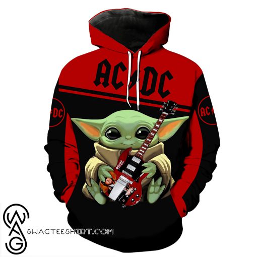 ACDC baby yoda all over print shirt