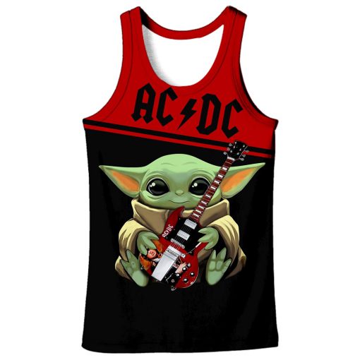 ACDC baby yoda all over print tank top
