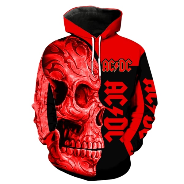 ACDC band skull full printing hoodie 2