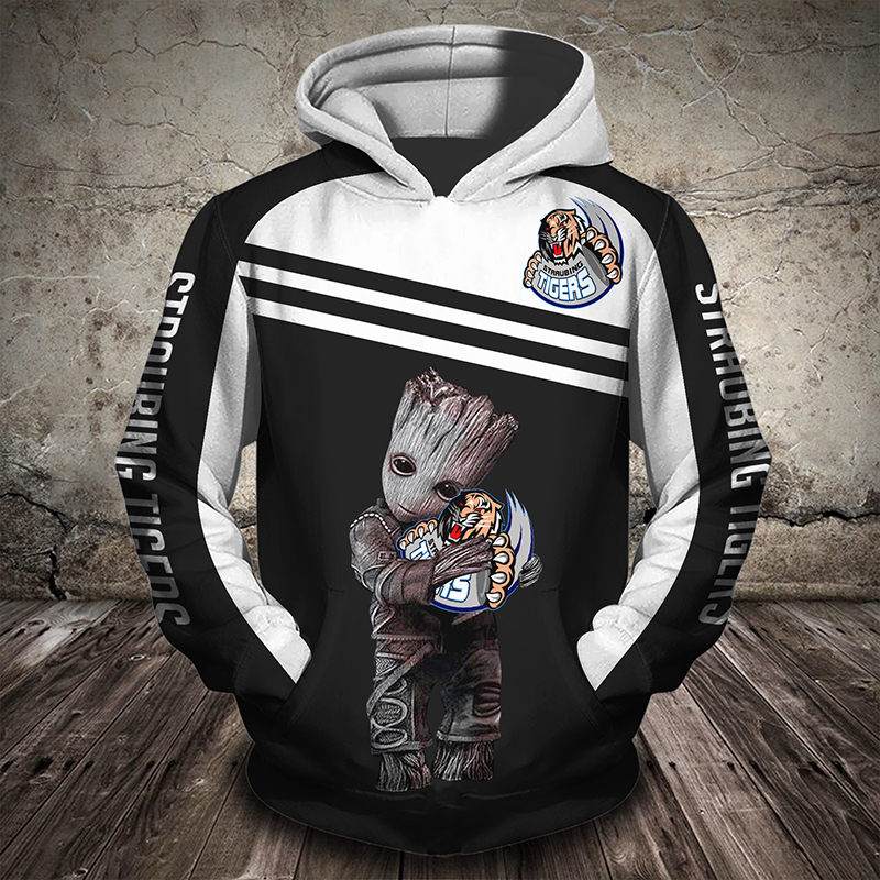 Baby groot hold straubing tigers all over print hoodie 1