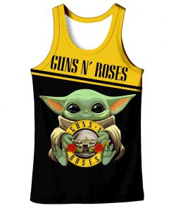 Baby yoda guns n' roses full printing tank top