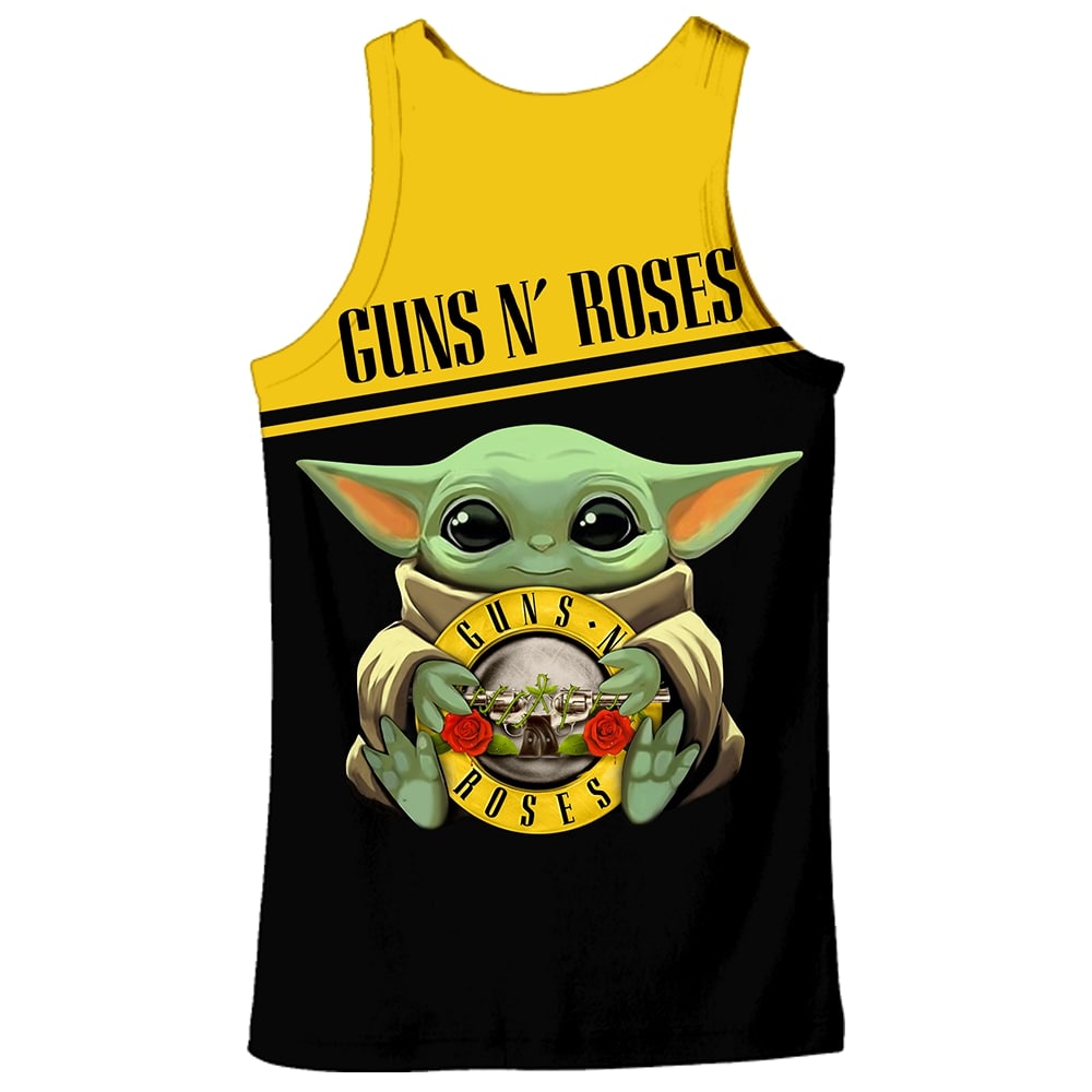 Baby yoda guns n' roses full printing tank top - back