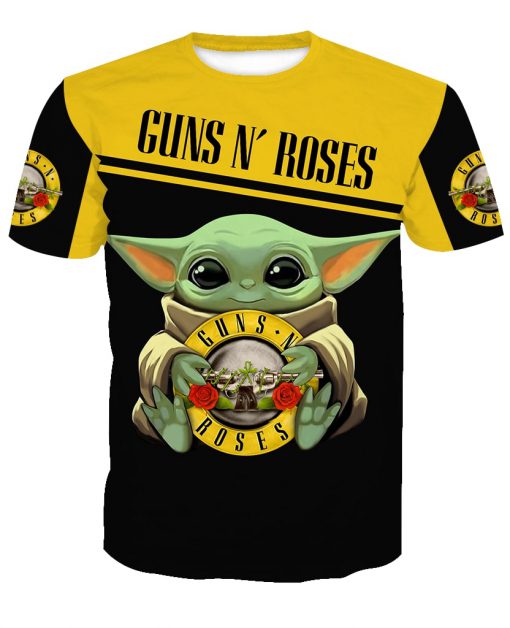 Baby yoda guns n' roses full printing tshirt