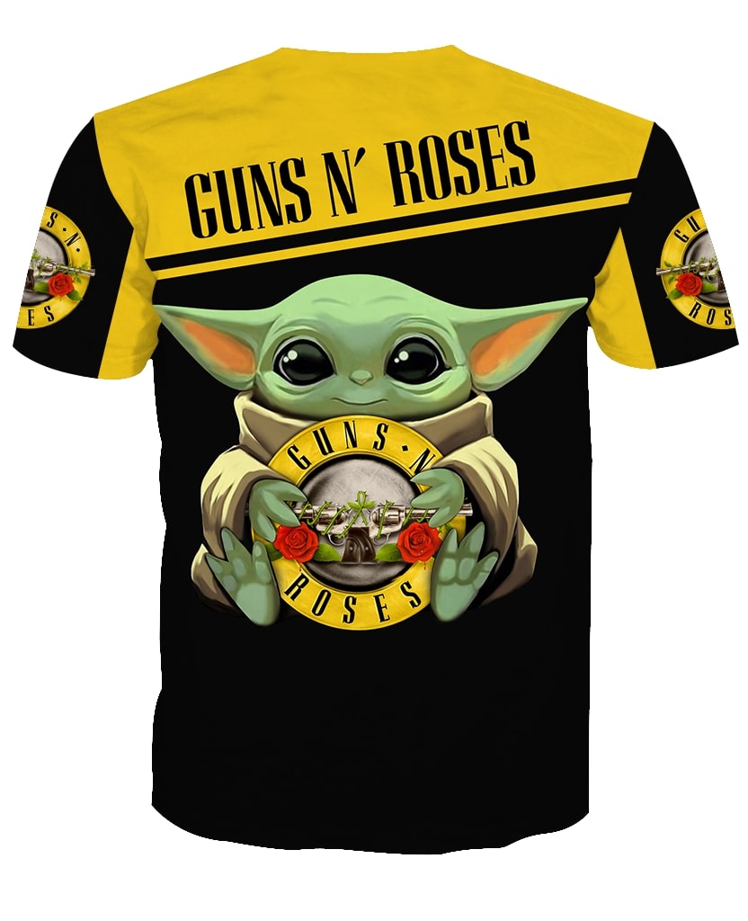 Baby yoda guns n' roses full printing tshirt - back