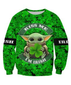 Baby yoda kiss me i'm irish st patrick's day all over print sweatshirt
