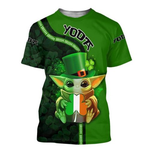 Baby yoda saint patricks day shamrock clover all over print tshirt