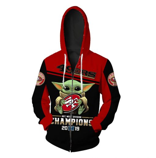 Baby yoda san francisco 49ers champions full printing zip hoodie