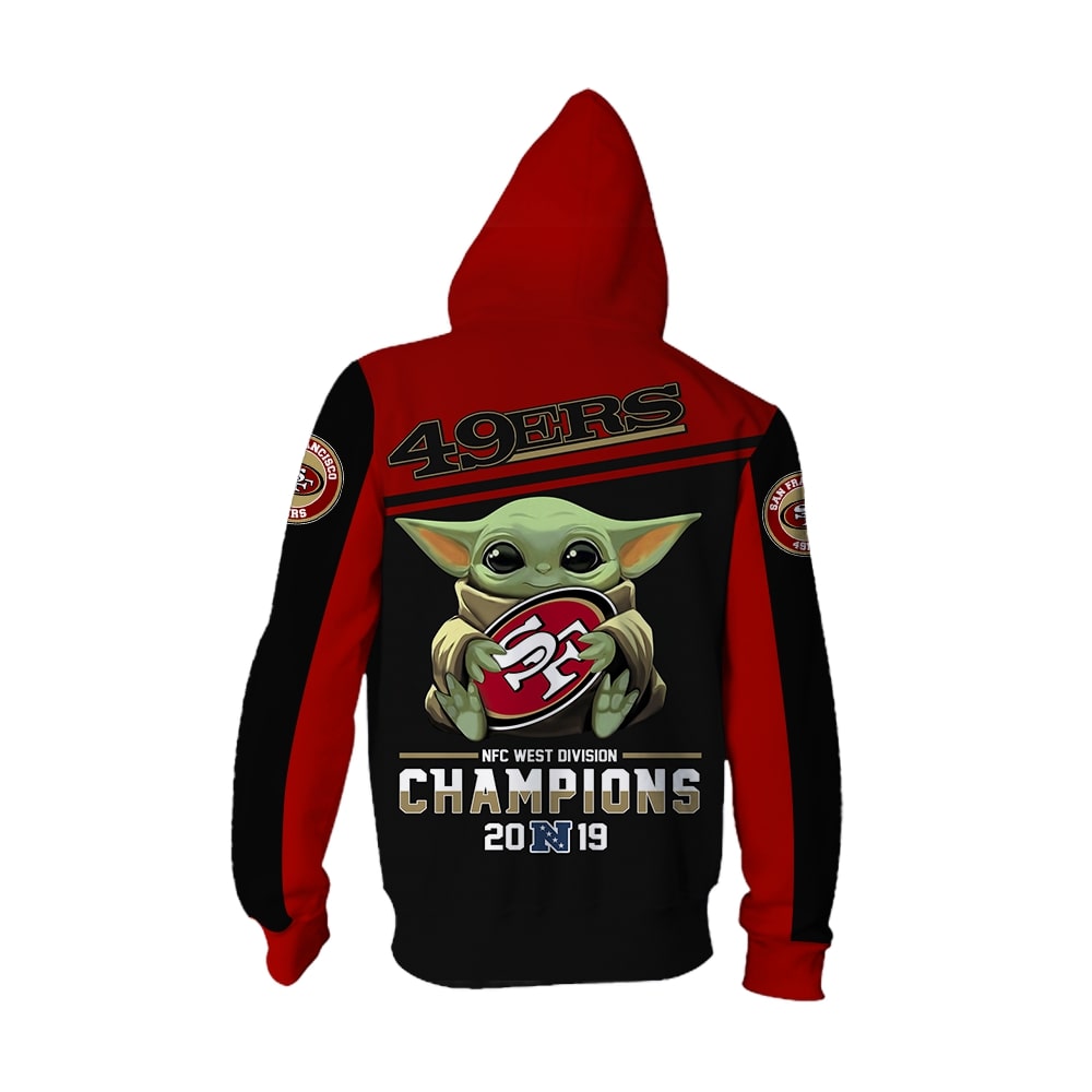 Baby yoda san francisco 49ers champions full printing zip hoodie - back