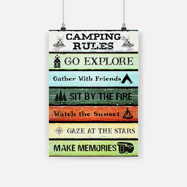 Camping rules go explore gather with friends poster 1