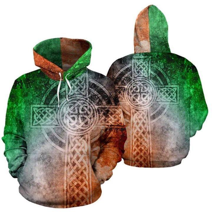 Celtic cross st patrick's day full printing hoodie 1