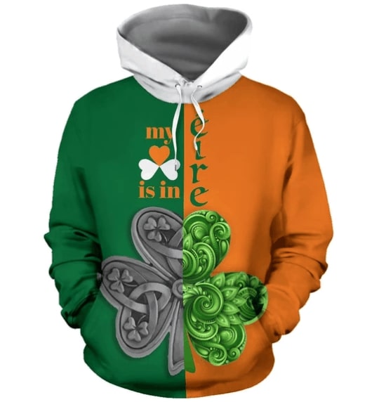 Celtic symbols saint patricks day irish flag full printing hoodie 1