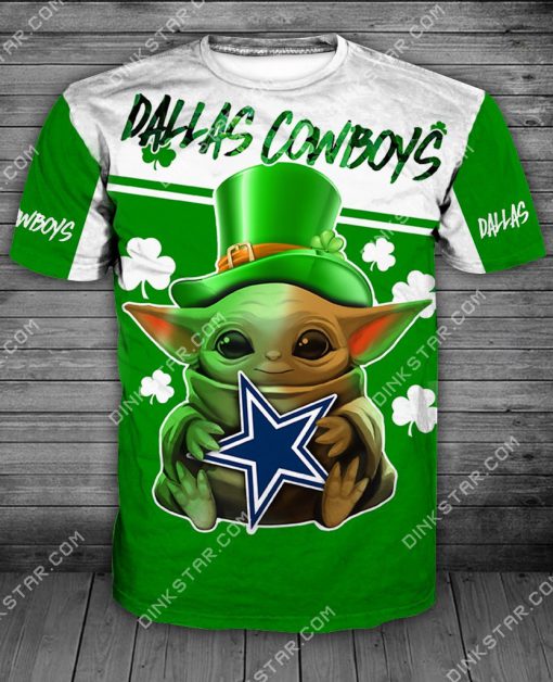 Dallas cowboys baby yoda saint patrick's day full printing tshirt