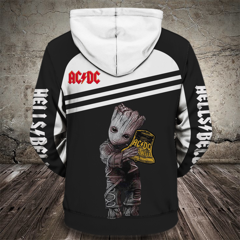 Groot acdc hells bells full printing hoodie - back