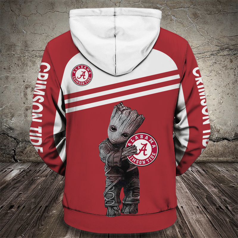 Groot and snoopy alabama crimson tide all over print hoodie - back 1
