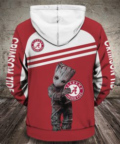 Groot and snoopy alabama crimson tide all over print hoodie - back
