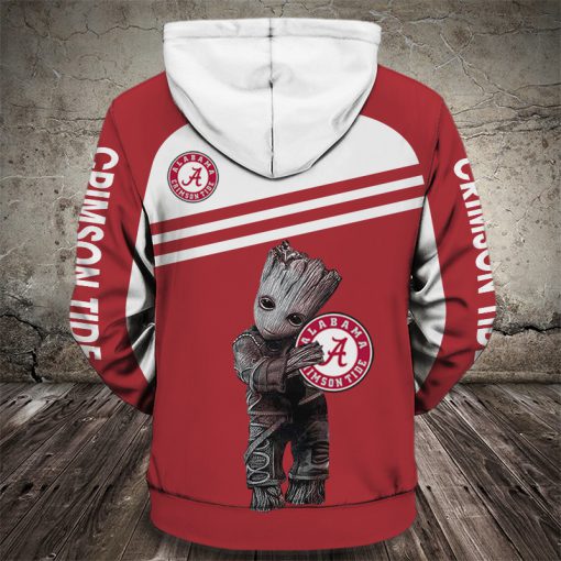 Groot and snoopy alabama crimson tide all over print hoodie - back