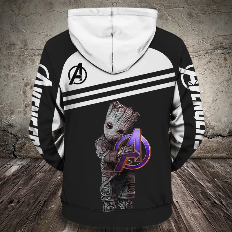 Groot hold avengers all over print hoodie - back 1
