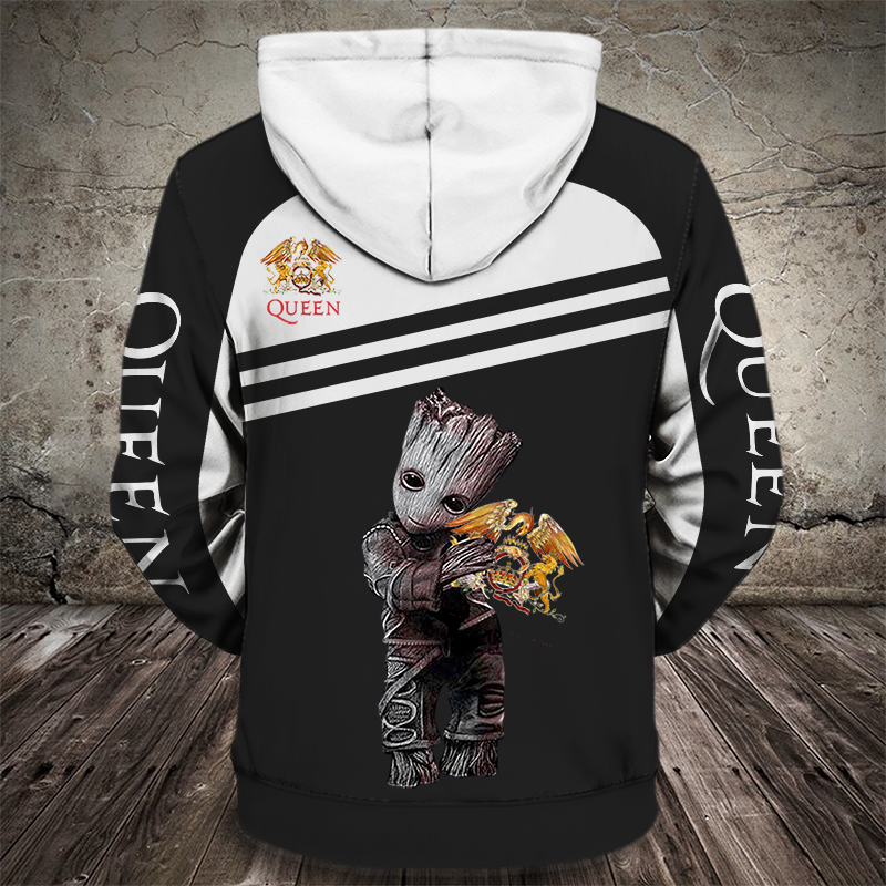 Groot hold queen band full printing hoodie - back