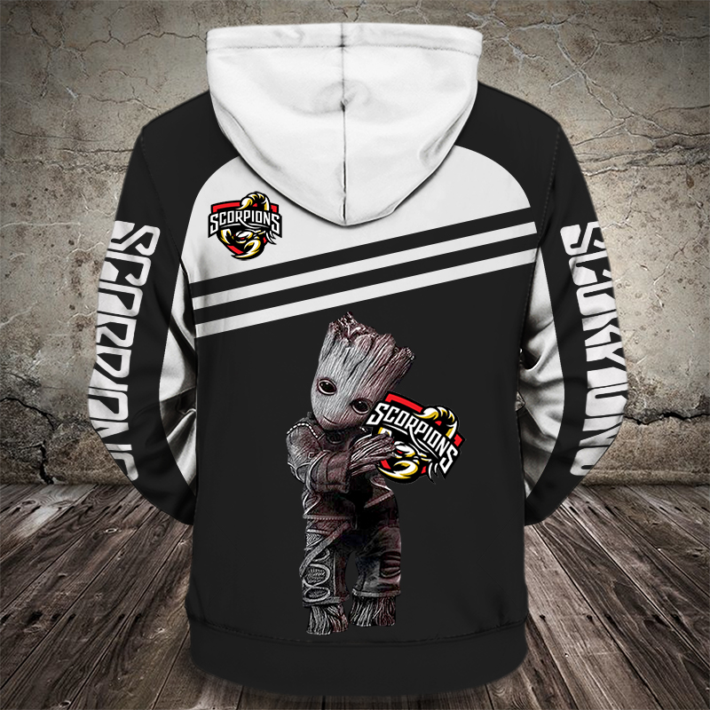 Groot hold scorpions all over print hoodie - back 1