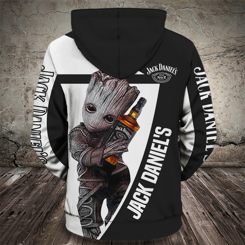 Groot hug jack daniel's logo all over print hoodie - back 1