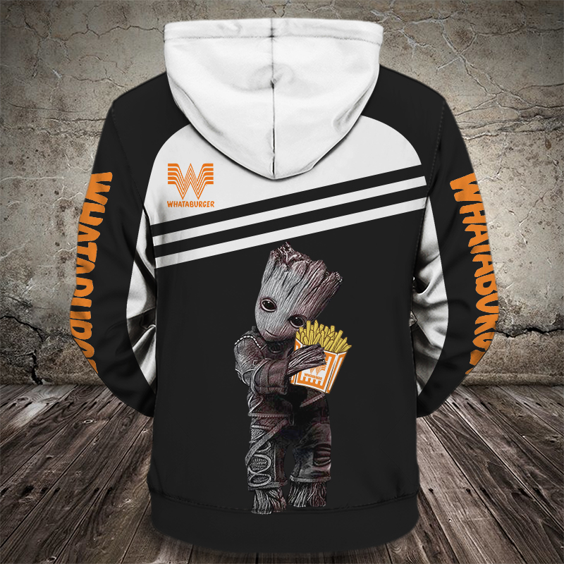 Groot hug whataburger full printing hoodie - back 1