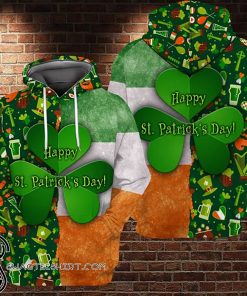 Happy saint patrick's day irish flag full printing shirt