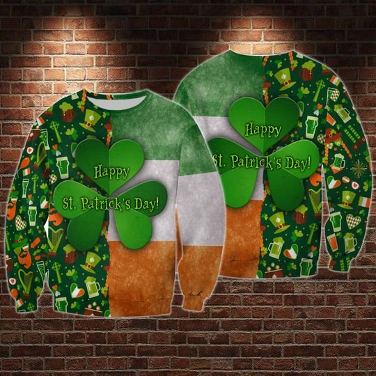 Happy saint patrick's day irish flag full printing sweatshirt 1
