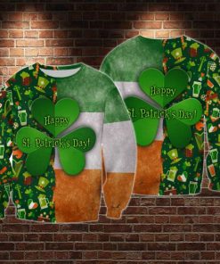 Happy saint patrick's day irish flag full printing sweatshirt