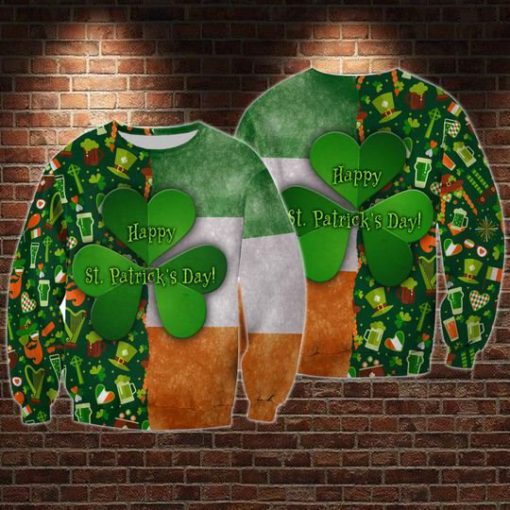 Happy saint patrick's day irish flag full printing sweatshirt