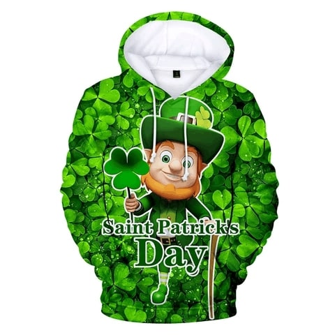 Happy saint patrick's day leprechaun all over print hoodie 1