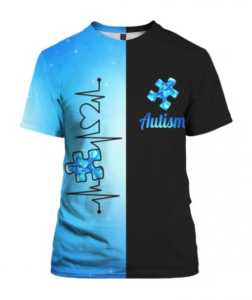 Heartbeat autism awareness full printing tshirt