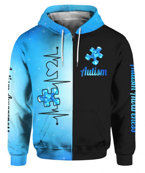 Heartbeat autism awareness full printing zip hoodie