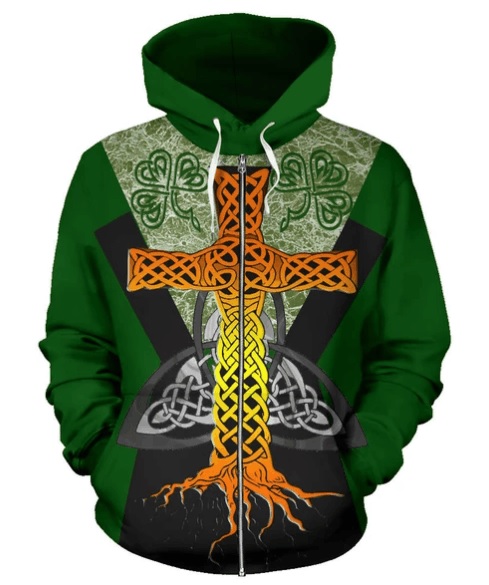 Irish cross saint patrick's day full printing hoodie 1